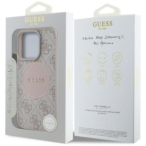 Guess HC MagSafe PU 4G Circle with Classic Logo case for iPhone 16 Pro Pink - Image 8