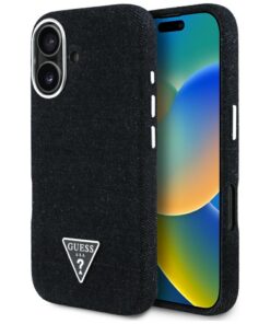 Guess HC MagSafe FW Denim Triangle Logo Case for iPhone 16 Black