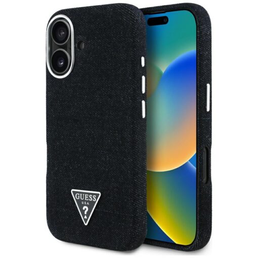 Guess HC MagSafe FW Denim Triangle Logo Case for iPhone 16 Black