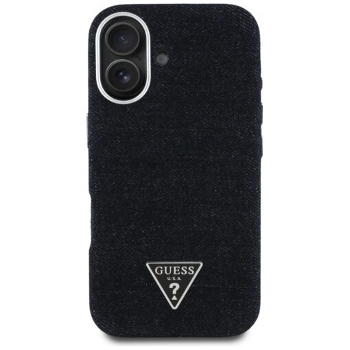 Guess HC MagSafe FW Denim Triangle Logo Case for iPhone 16 Black - Image 3