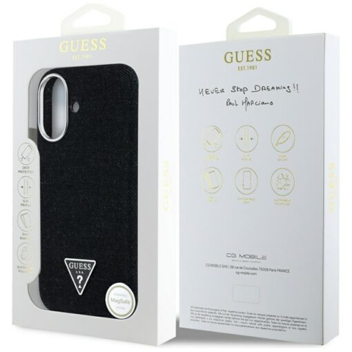 Guess HC MagSafe FW Denim Triangle Logo Case for iPhone 16 Black - Image 8