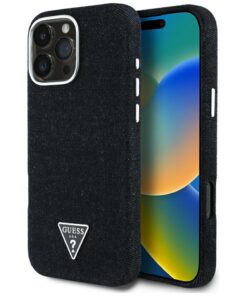 Guess HC MagSafe FW Denim Triangle Logo Case for iPhone 16 Pro Black