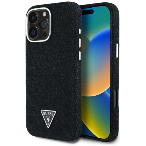 Guess HC MagSafe FW Denim Triangle Logo Case for iPhone 16 Pro Black