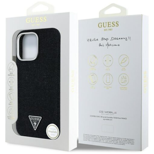 Guess HC MagSafe FW Denim Triangle Logo Case for iPhone 16 Pro Max Black - Image 8