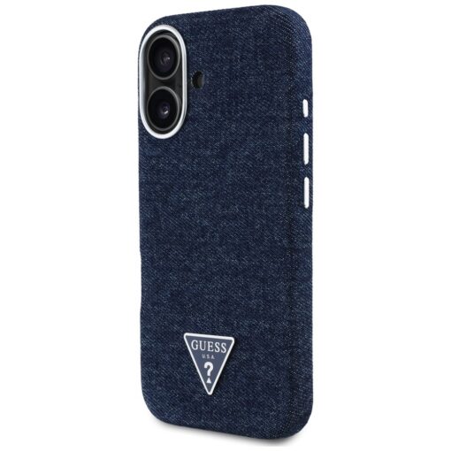 Guess HC MagSafe FW Denim Triangle Logo Case for iPhone 16 Blue - Image 2