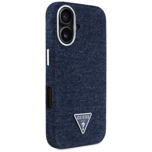 Guess HC MagSafe FW Denim Triangle Logo Case for iPhone 16 Blue - Image 4