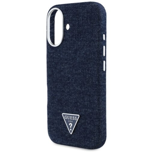 Guess HC MagSafe FW Denim Triangle Logo Case for iPhone 16 Blue - Image 6