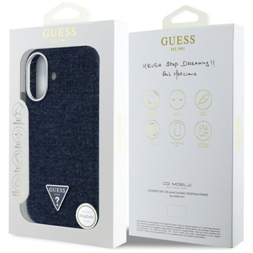 Guess HC MagSafe FW Denim Triangle Logo Case for iPhone 16 Blue - Image 8