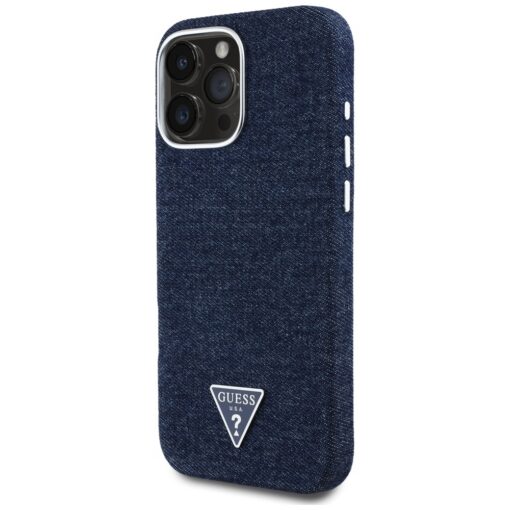 Guess HC MagSafe FW Denim Triangle Logo Case for iPhone 16 Pro Blue - Image 2