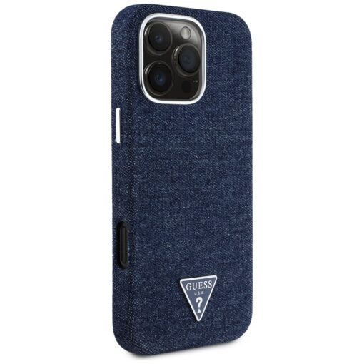 Guess HC MagSafe FW Denim Triangle Logo Case for iPhone 16 Pro Max Blue - Image 4