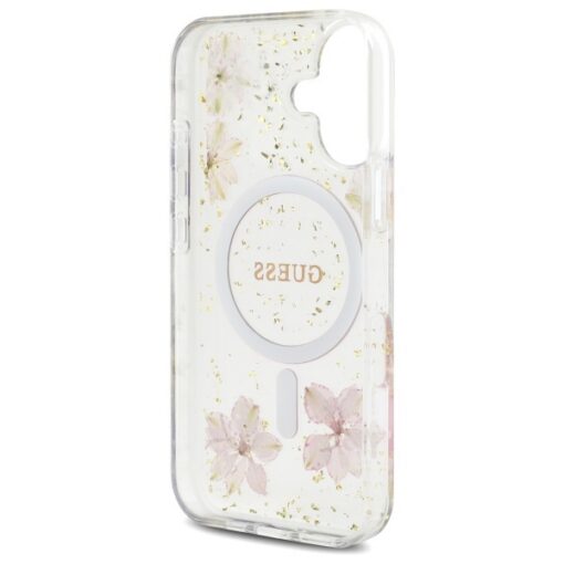 Guess HC MagSafe Resin Flowers and Glitter case for iPhone 16 Pink - Image 7