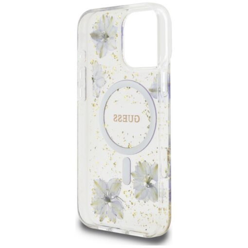Guess HC MagSafe Resin Flowers and Glitter case for iPhone 16 Pro Max Purple - Image 7