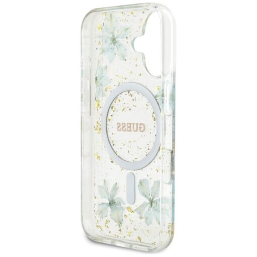 Guess HC MagSafe Resin Flowers and Glitter case for iPhone 16 Turquoise - Image 7