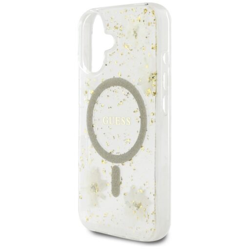 Guess HC MagSafe Resin Flowers and Glitter case for iPhone 16 Beige - Image 6