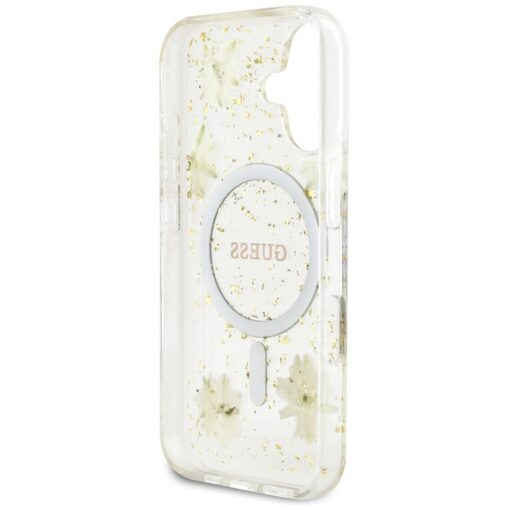 Guess HC MagSafe Resin Flowers and Glitter case for iPhone 16 Beige - Image 7