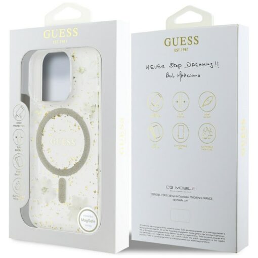 Guess HC MagSafe Resin Flowers and Glitter case for iPhone 16 Pro Max Beige - Image 8