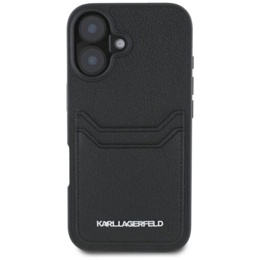 Karl Lagerfeld HC Grained PU CardSlot Metal Elong case for iPhone 16 Black - Image 3