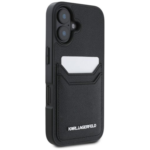 Karl Lagerfeld HC Grained PU CardSlot Metal Elong case for iPhone 16 Black - Image 4