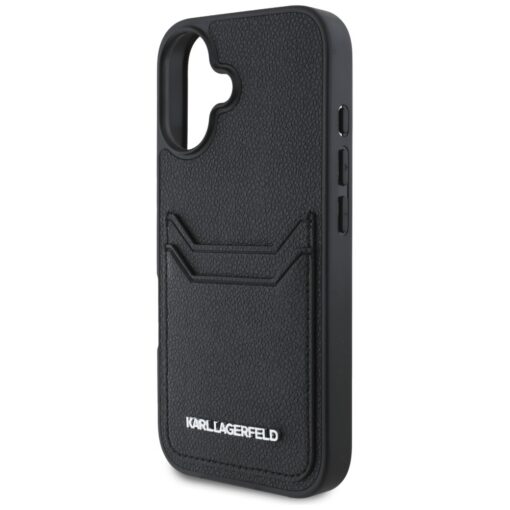 Karl Lagerfeld HC Grained PU CardSlot Metal Elong case for iPhone 16 Black - Image 6