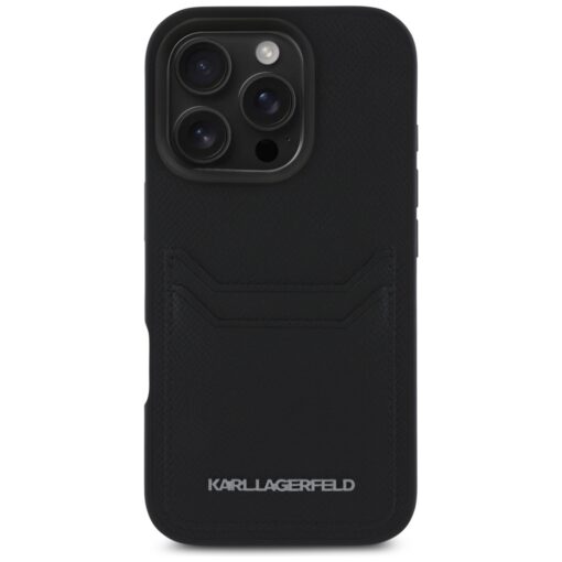 Karl Lagerfeld HC Grained PU CardSlot Metal Elong Case for iPhone 16 Pro Max Black - Image 3
