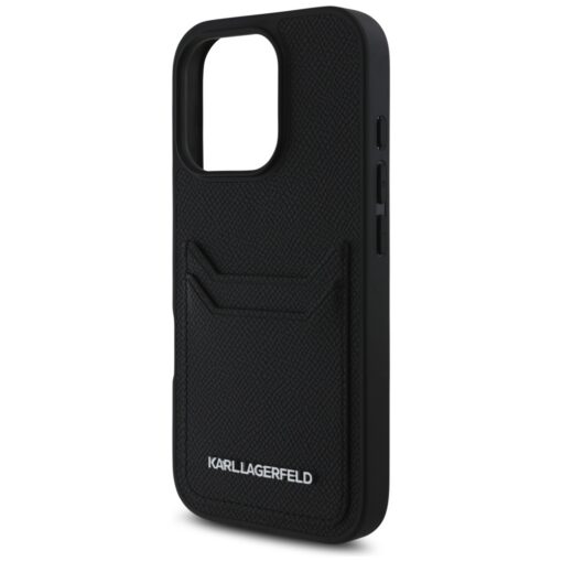 Karl Lagerfeld HC Grained PU CardSlot Metal Elong Case for iPhone 16 Pro Max Black - Image 6