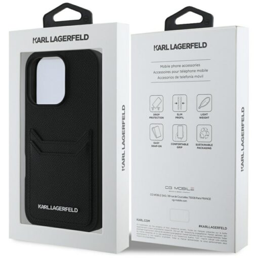 Karl Lagerfeld HC Grained PU CardSlot Metal Elong Case for iPhone 16 Pro Max Black - Image 8