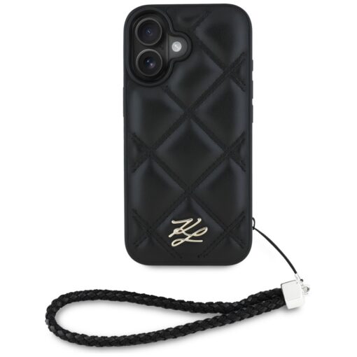 Karl Lagerfeld HC Quilted PU Initial Logo & Chain Strap case for iPhone 16 Black - Image 2