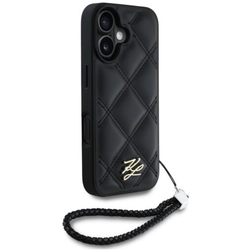 Karl Lagerfeld HC Quilted PU Initial Logo & Chain Strap case for iPhone 16 Black - Image 3