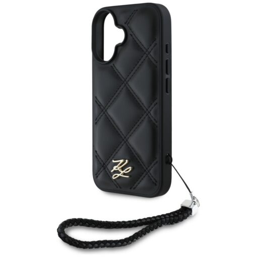 Karl Lagerfeld HC Quilted PU Initial Logo & Chain Strap case for iPhone 16 Black - Image 5