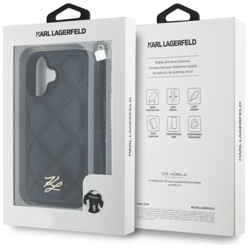 Karl Lagerfeld HC Quilted PU Initial Logo & Chain Strap case for iPhone 16 Black - Image 7