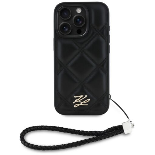 Karl Lagerfeld HC Quilted PU Initial Logo & Chain Strap case for iPhone 16 Pro Black - Image 2