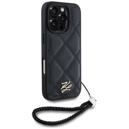 Karl Lagerfeld HC Quilted PU Initial Logo & Chain Strap case for iPhone 16 Pro Max Black - Image 3