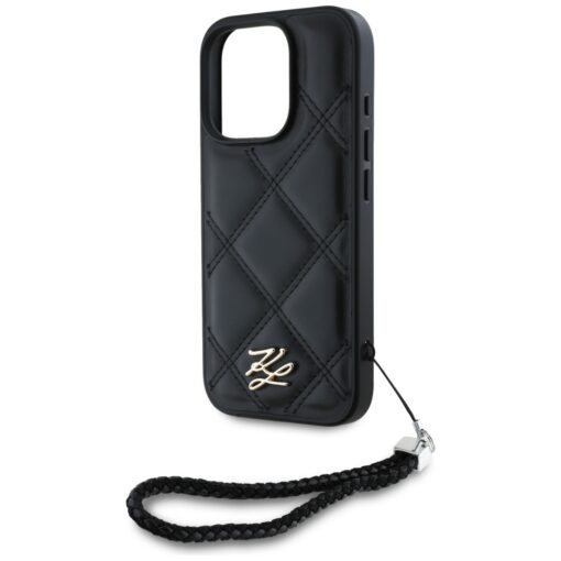 Karl Lagerfeld HC Quilted PU Initial Logo & Chain Strap case for iPhone 16 Pro Max Black - Image 5