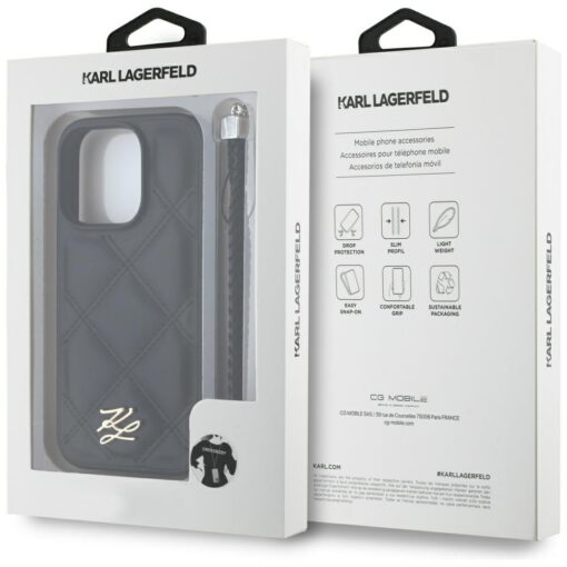 Karl Lagerfeld HC Quilted PU Initial Logo & Chain Strap case for iPhone 16 Pro Max Black - Image 7