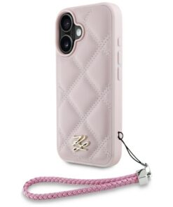 Karl Lagerfeld HC Quilted PU Initial Logo & Chain Strap case for iPhone 16 Pink