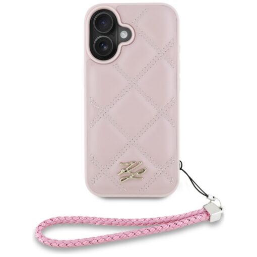 Karl Lagerfeld HC Quilted PU Initial Logo & Chain Strap case for iPhone 16 Pink - Image 2