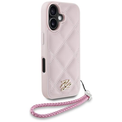 Karl Lagerfeld HC Quilted PU Initial Logo & Chain Strap case for iPhone 16 Pink - Image 3