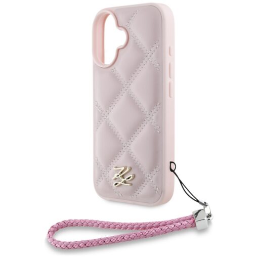Karl Lagerfeld HC Quilted PU Initial Logo & Chain Strap case for iPhone 16 Pink - Image 5