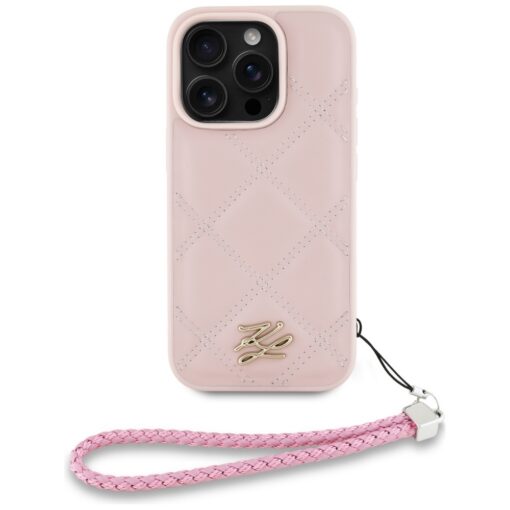 Karl Lagerfeld HC Quilted PU Initial Logo & Chain Strap case for iPhone 16 Pro Pink - Image 2