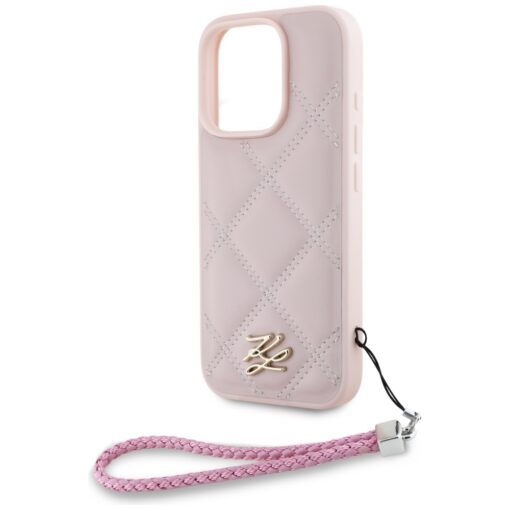 Karl Lagerfeld HC Quilted PU Initial Logo & Chain Strap case for iPhone 16 Pro Pink - Image 5