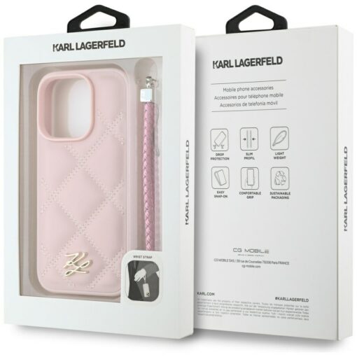 Karl Lagerfeld HC Quilted PU Initial Logo & Chain Strap case for iPhone 16 Pro Pink - Image 7
