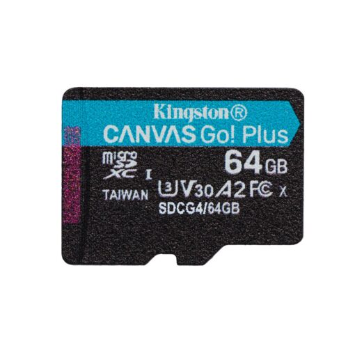 Kingston memory card 64GB microSDXC Canvas Go Plus Gen4 200MB/s A2 U3 V30 + adapter