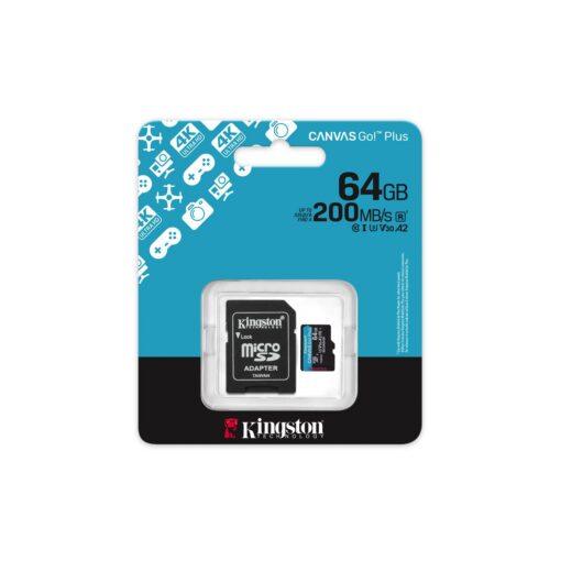 Kingston memory card 64GB microSDXC Canvas Go Plus Gen4 200MB/s A2 U3 V30 + adapter - Image 5