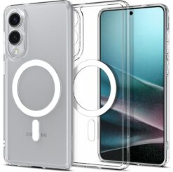 Kaitseümbris Ultra Hybrid (MagFit), Samsung Galaxy S25 Edge, läbipaistev valge Qi2/MagSafe ringiga, Spigen