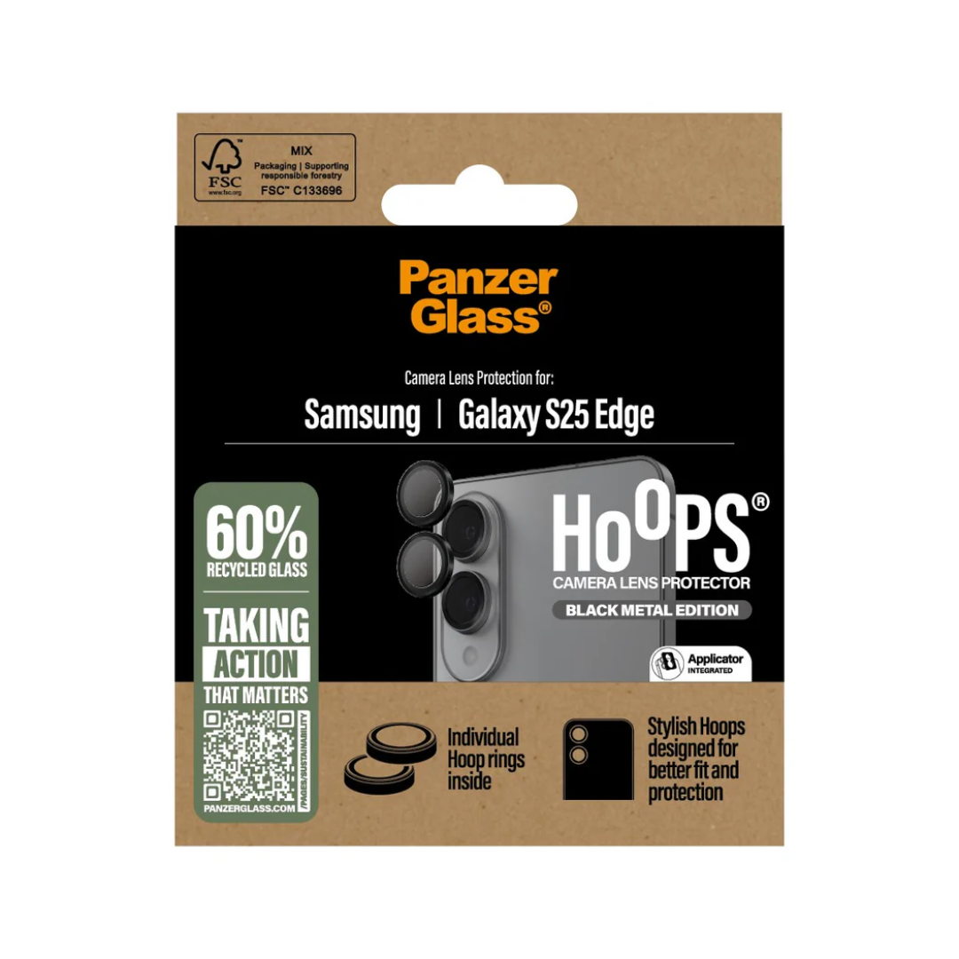 Tagakaamerate kaitseklaasid Hoops, Samsung Galaxy S25 Edge, musta äärega, PanzerGlass - Image 3