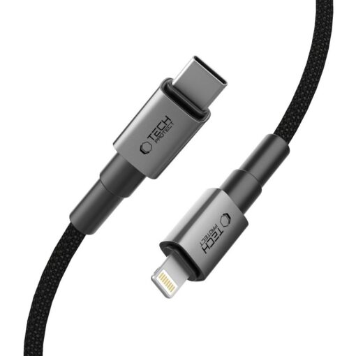 USB-kaabel USB-C otsik <-> Apple iPhone Lightning otsik, 25cm, PD27W/3A, tumehall, Tech-Protect - Image 2