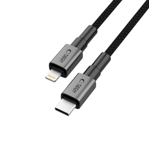 USB-kaabel USB-C otsik <-> Apple iPhone Lightning otsik, 25cm, PD27W/3A, tumehall, Tech-Protect - Image 3