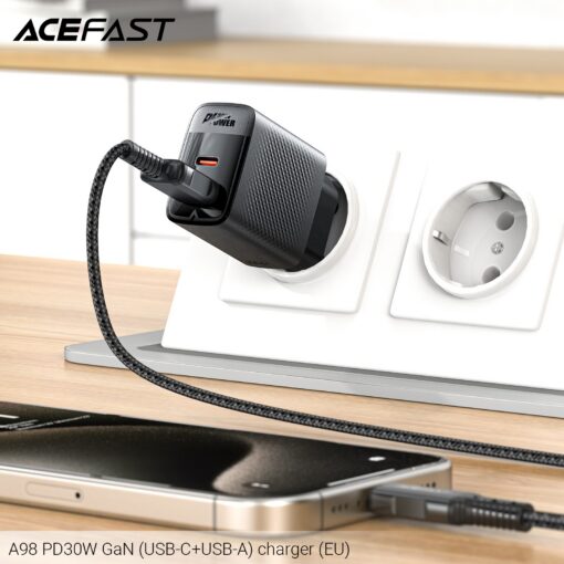 Laadija Acefast A98 30W GaN USB-C/USB-A must - Image 5