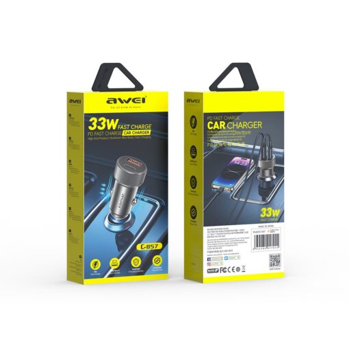 Autolaadija Awei C-857 33W USB-C/USB-A must - Image 2