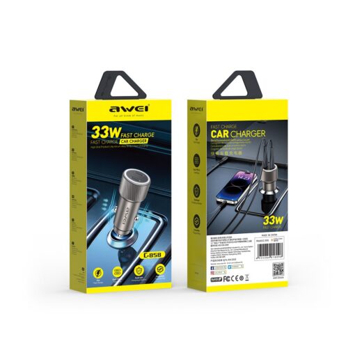 Autolaadija Awei C-858 33W 2xUSB-C must - Image 2